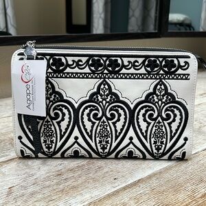 Brighton Casablanca Embroidered Pouch Black-White
